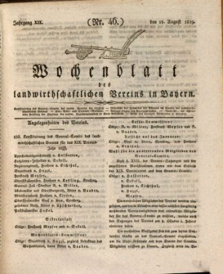 Wochenblatt des Landwirtschaftlichen Vereins in Bayern Dienstag 18. August 1829