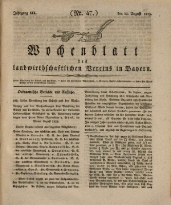 Wochenblatt des Landwirtschaftlichen Vereins in Bayern Dienstag 25. August 1829