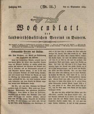 Wochenblatt des Landwirtschaftlichen Vereins in Bayern Dienstag 22. September 1829