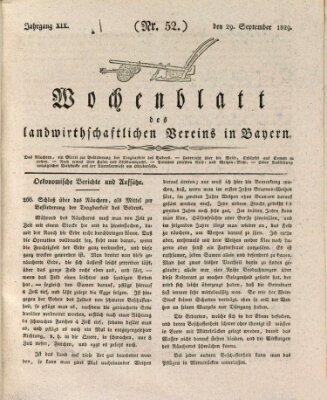 Wochenblatt des Landwirtschaftlichen Vereins in Bayern Dienstag 29. September 1829