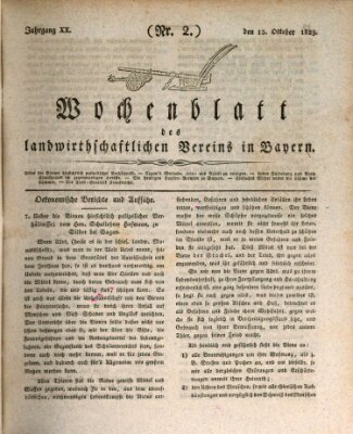 Wochenblatt des Landwirtschaftlichen Vereins in Bayern Dienstag 13. Oktober 1829