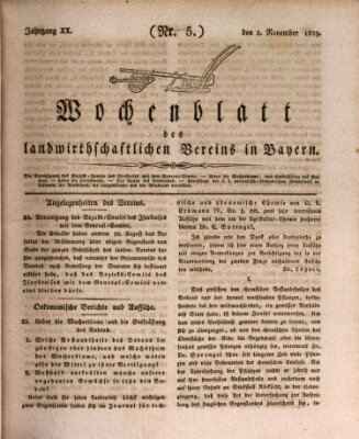 Wochenblatt des Landwirtschaftlichen Vereins in Bayern Dienstag 3. November 1829