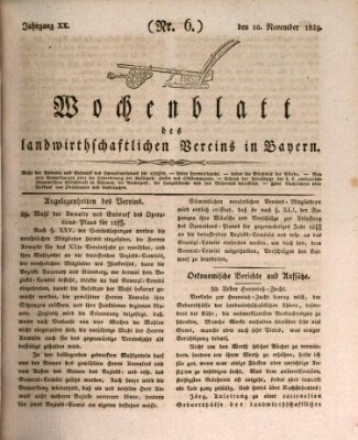 Wochenblatt des Landwirtschaftlichen Vereins in Bayern Dienstag 10. November 1829