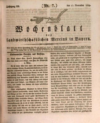 Wochenblatt des Landwirtschaftlichen Vereins in Bayern Dienstag 17. November 1829