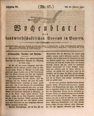 Wochenblatt des Landwirtschaftlichen Vereins in Bayern Dienstag 26. Januar 1830