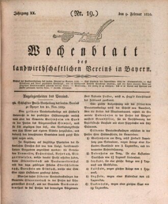 Wochenblatt des Landwirtschaftlichen Vereins in Bayern Dienstag 9. Februar 1830