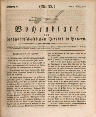 Wochenblatt des Landwirtschaftlichen Vereins in Bayern Dienstag 9. März 1830