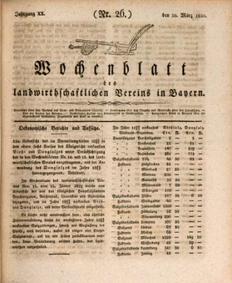 Wochenblatt des Landwirtschaftlichen Vereins in Bayern Dienstag 30. März 1830