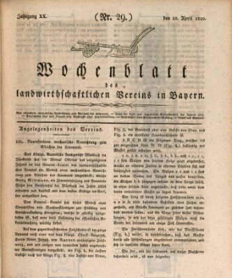 Wochenblatt des Landwirtschaftlichen Vereins in Bayern Dienstag 20. April 1830