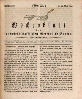 Wochenblatt des Landwirtschaftlichen Vereins in Bayern Dienstag 25. Mai 1830