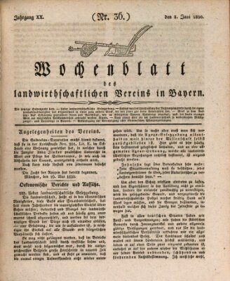 Wochenblatt des Landwirtschaftlichen Vereins in Bayern Dienstag 8. Juni 1830