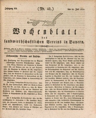 Wochenblatt des Landwirtschaftlichen Vereins in Bayern Dienstag 20. Juli 1830