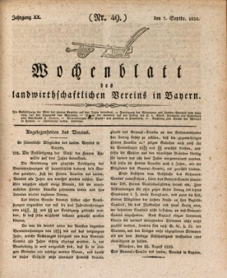 Wochenblatt des Landwirtschaftlichen Vereins in Bayern Dienstag 7. September 1830