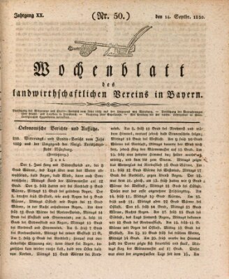 Wochenblatt des Landwirtschaftlichen Vereins in Bayern Dienstag 14. September 1830