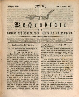 Wochenblatt des Landwirtschaftlichen Vereins in Bayern Dienstag 8. November 1831