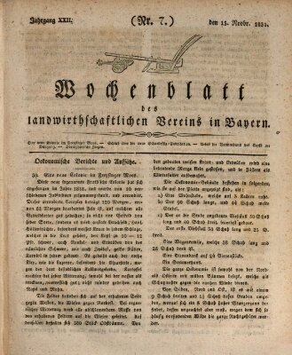 Wochenblatt des Landwirtschaftlichen Vereins in Bayern Dienstag 15. November 1831