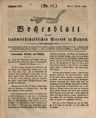 Wochenblatt des Landwirtschaftlichen Vereins in Bayern Dienstag 27. Dezember 1831