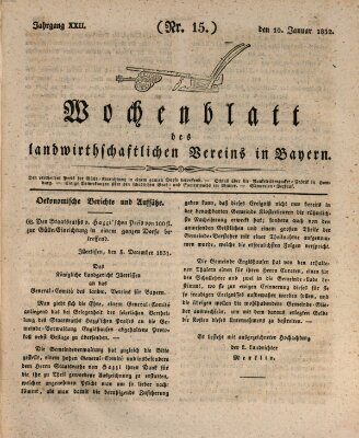 Wochenblatt des Landwirtschaftlichen Vereins in Bayern Dienstag 10. Januar 1832