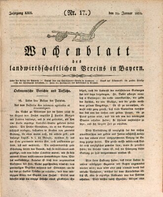 Wochenblatt des Landwirtschaftlichen Vereins in Bayern Dienstag 24. Januar 1832