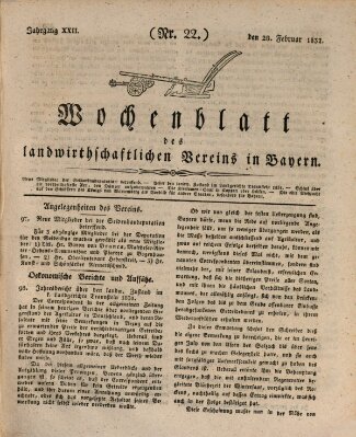 Wochenblatt des Landwirtschaftlichen Vereins in Bayern Dienstag 28. Februar 1832