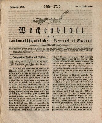 Wochenblatt des Landwirtschaftlichen Vereins in Bayern Dienstag 3. April 1832