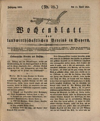 Wochenblatt des Landwirtschaftlichen Vereins in Bayern Dienstag 10. April 1832