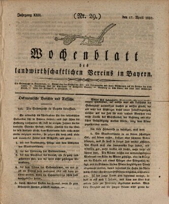 Wochenblatt des Landwirtschaftlichen Vereins in Bayern Dienstag 17. April 1832