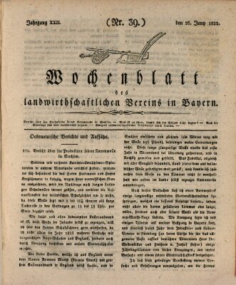 Wochenblatt des Landwirtschaftlichen Vereins in Bayern Dienstag 26. Juni 1832