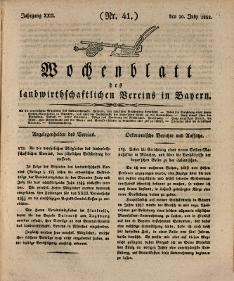 Wochenblatt des Landwirtschaftlichen Vereins in Bayern Dienstag 10. Juli 1832