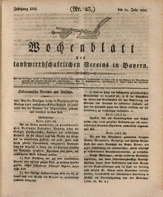 Wochenblatt des Landwirtschaftlichen Vereins in Bayern Dienstag 24. Juli 1832