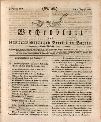 Wochenblatt des Landwirtschaftlichen Vereins in Bayern Dienstag 7. August 1832
