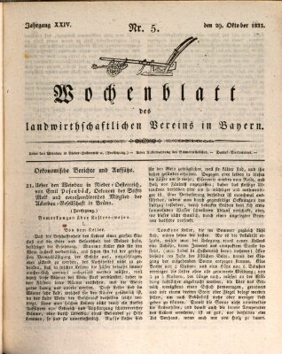 Wochenblatt des Landwirtschaftlichen Vereins in Bayern Dienstag 29. Oktober 1833