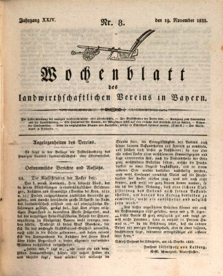 Wochenblatt des Landwirtschaftlichen Vereins in Bayern Dienstag 19. November 1833