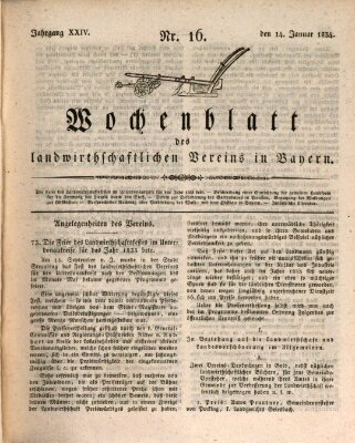 Wochenblatt des Landwirtschaftlichen Vereins in Bayern Dienstag 14. Januar 1834