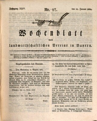 Wochenblatt des Landwirtschaftlichen Vereins in Bayern Dienstag 21. Januar 1834