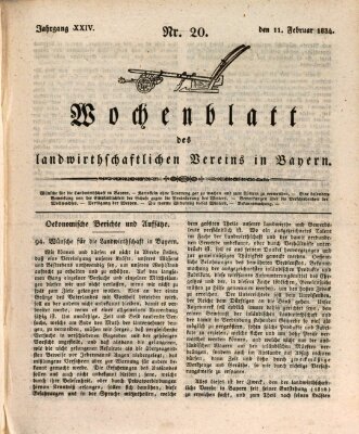 Wochenblatt des Landwirtschaftlichen Vereins in Bayern Dienstag 11. Februar 1834