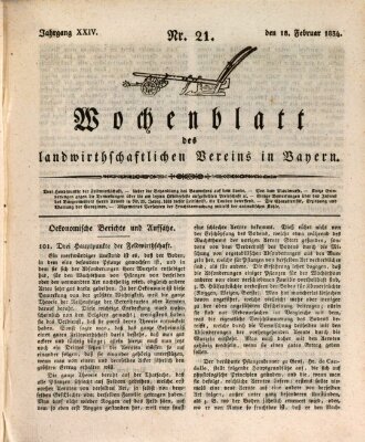 Wochenblatt des Landwirtschaftlichen Vereins in Bayern Dienstag 18. Februar 1834