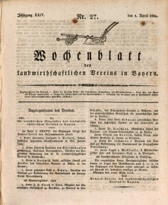 Wochenblatt des Landwirtschaftlichen Vereins in Bayern Dienstag 1. April 1834