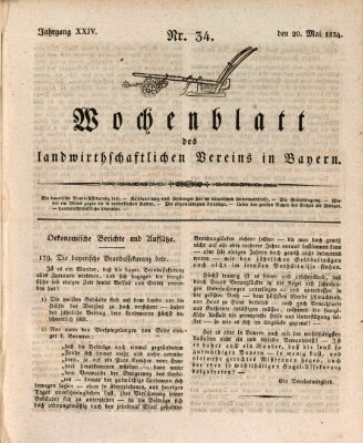 Wochenblatt des Landwirtschaftlichen Vereins in Bayern Dienstag 20. Mai 1834