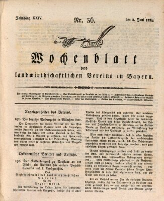 Wochenblatt des Landwirtschaftlichen Vereins in Bayern Dienstag 3. Juni 1834