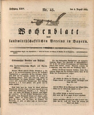 Wochenblatt des Landwirtschaftlichen Vereins in Bayern Dienstag 5. August 1834