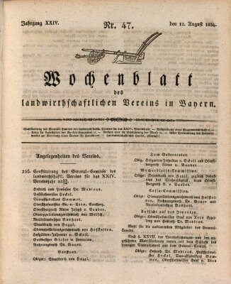 Wochenblatt des Landwirtschaftlichen Vereins in Bayern Dienstag 19. August 1834