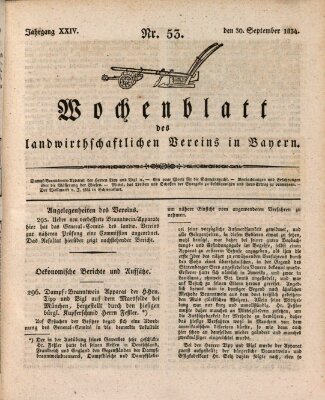 Wochenblatt des Landwirtschaftlichen Vereins in Bayern Dienstag 30. September 1834