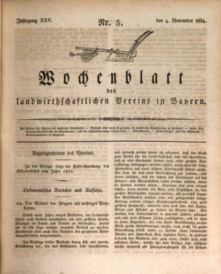 Wochenblatt des Landwirtschaftlichen Vereins in Bayern Dienstag 4. November 1834