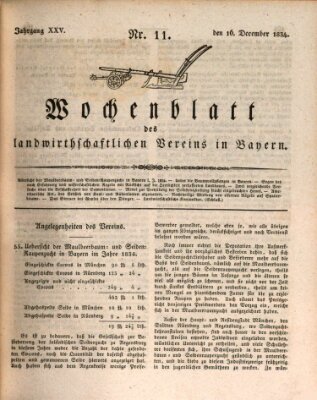 Wochenblatt des Landwirtschaftlichen Vereins in Bayern Dienstag 16. Dezember 1834