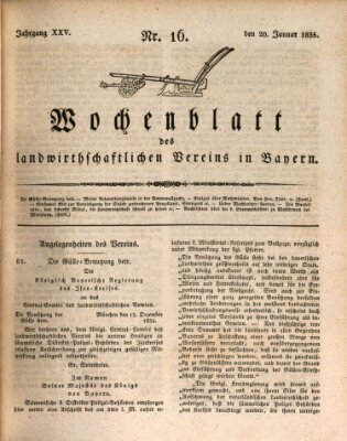 Wochenblatt des Landwirtschaftlichen Vereins in Bayern Dienstag 20. Januar 1835