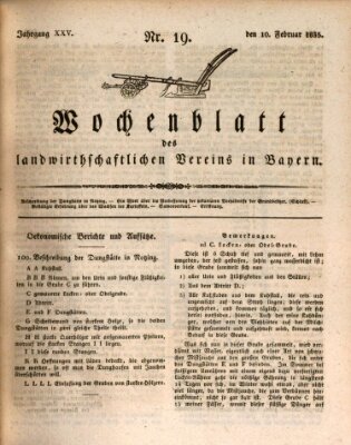 Wochenblatt des Landwirtschaftlichen Vereins in Bayern Dienstag 10. Februar 1835