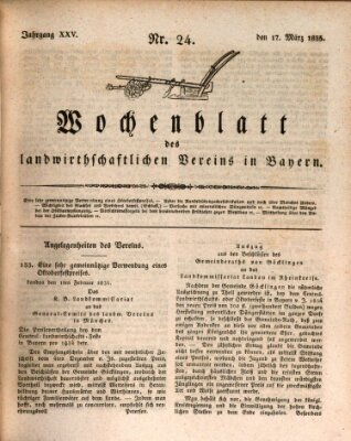 Wochenblatt des Landwirtschaftlichen Vereins in Bayern Dienstag 17. März 1835