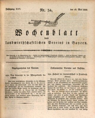 Wochenblatt des Landwirtschaftlichen Vereins in Bayern Dienstag 26. Mai 1835