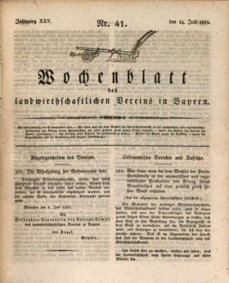 Wochenblatt des Landwirtschaftlichen Vereins in Bayern Dienstag 14. Juli 1835